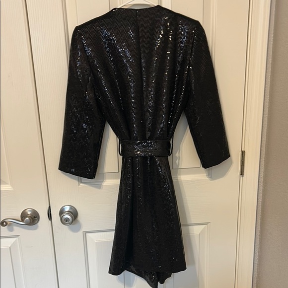 NWOT Black Sequin Wrap Dress - Picture 4 of 4